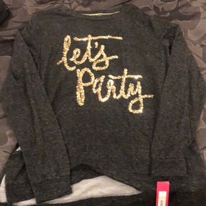 BNWT “Let’s Party” Gold sequin Holiday Shirt